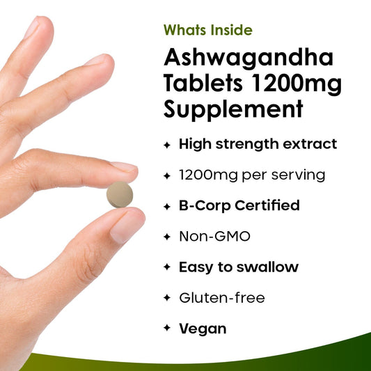 Ashwagandha KSM-66 1200Mg - 365 Vegan Root Extract High Strength Tablets