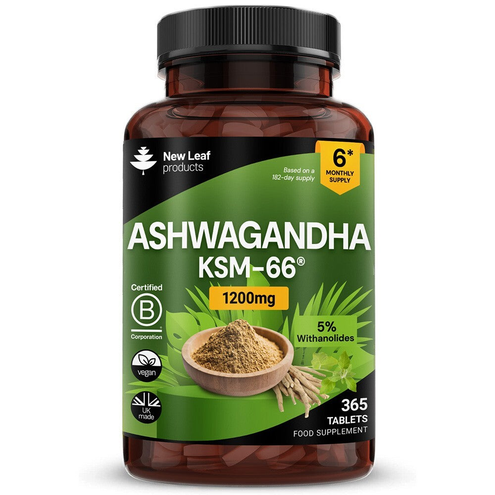 Ashwagandha KSM-66 1200Mg - 365 Vegan Root Extract High Strength Tablets